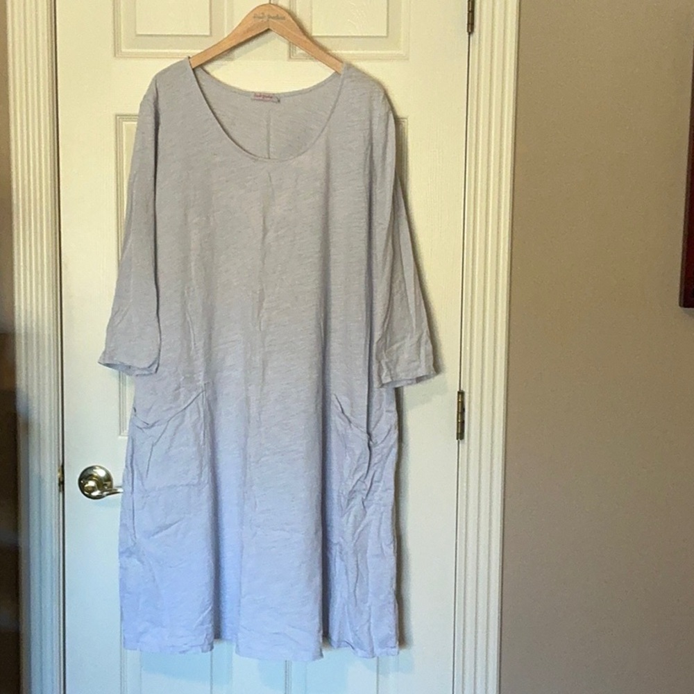 Vintage 3X Fresh Produce Dalia dress pale grey gray EUC